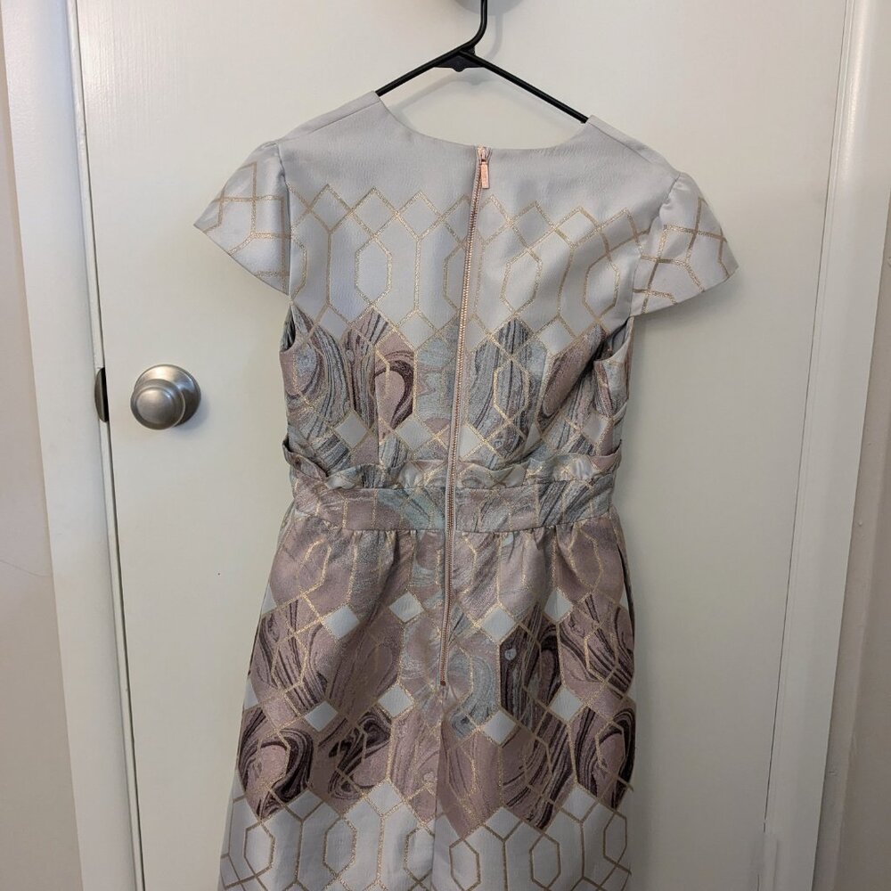 COPY - TED BAKER LONDON Ingrida Jacquard Dress Mid Rose Gold TB 4 sz - Picture 3 of 8